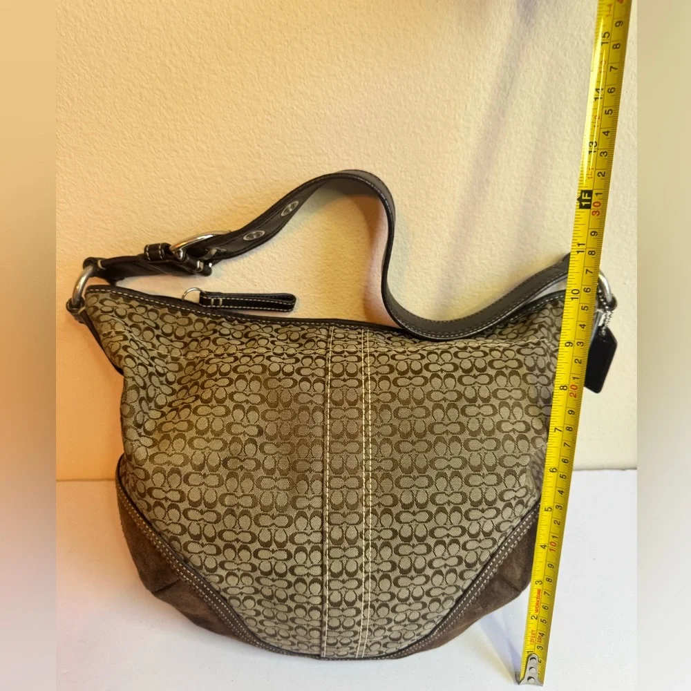 Coach Y2K Micro C Signature Monogram Brown Hobo Shoulder Bag